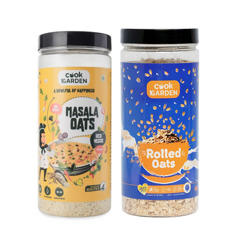 CookGarden Desi Veggie Masala Oats & Rolled Oats Pack of 2 (400g each)